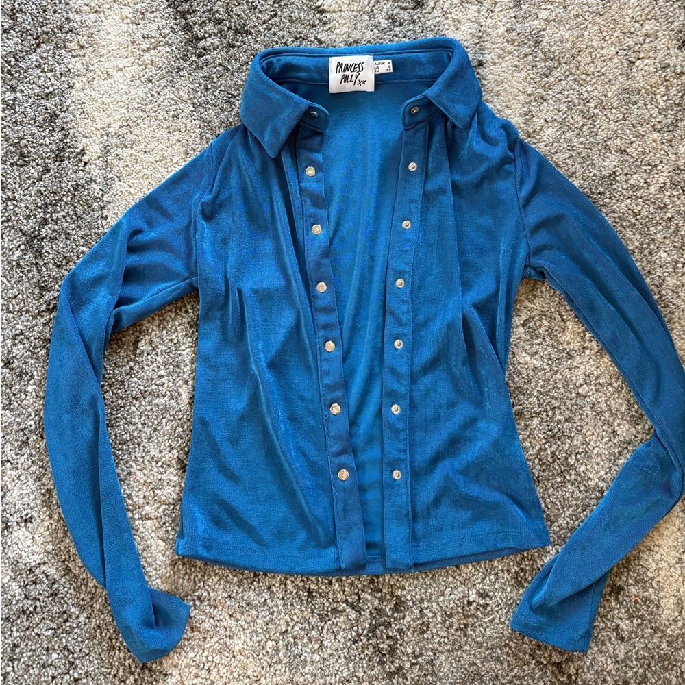 Princess Polly Vibrant Blue Long Sleeve Shirt